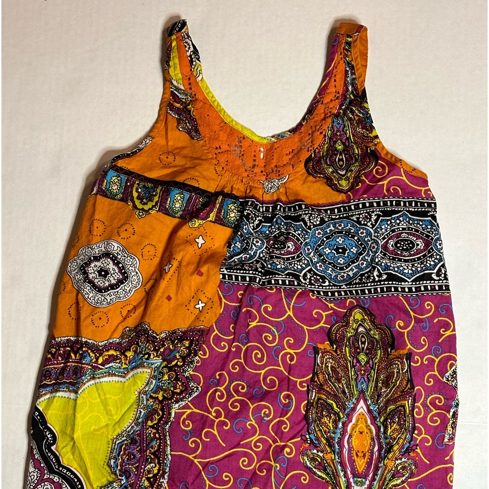 Uproar Lace Inset Colorful Cotton Boho Tank Top Girls Large 14/16